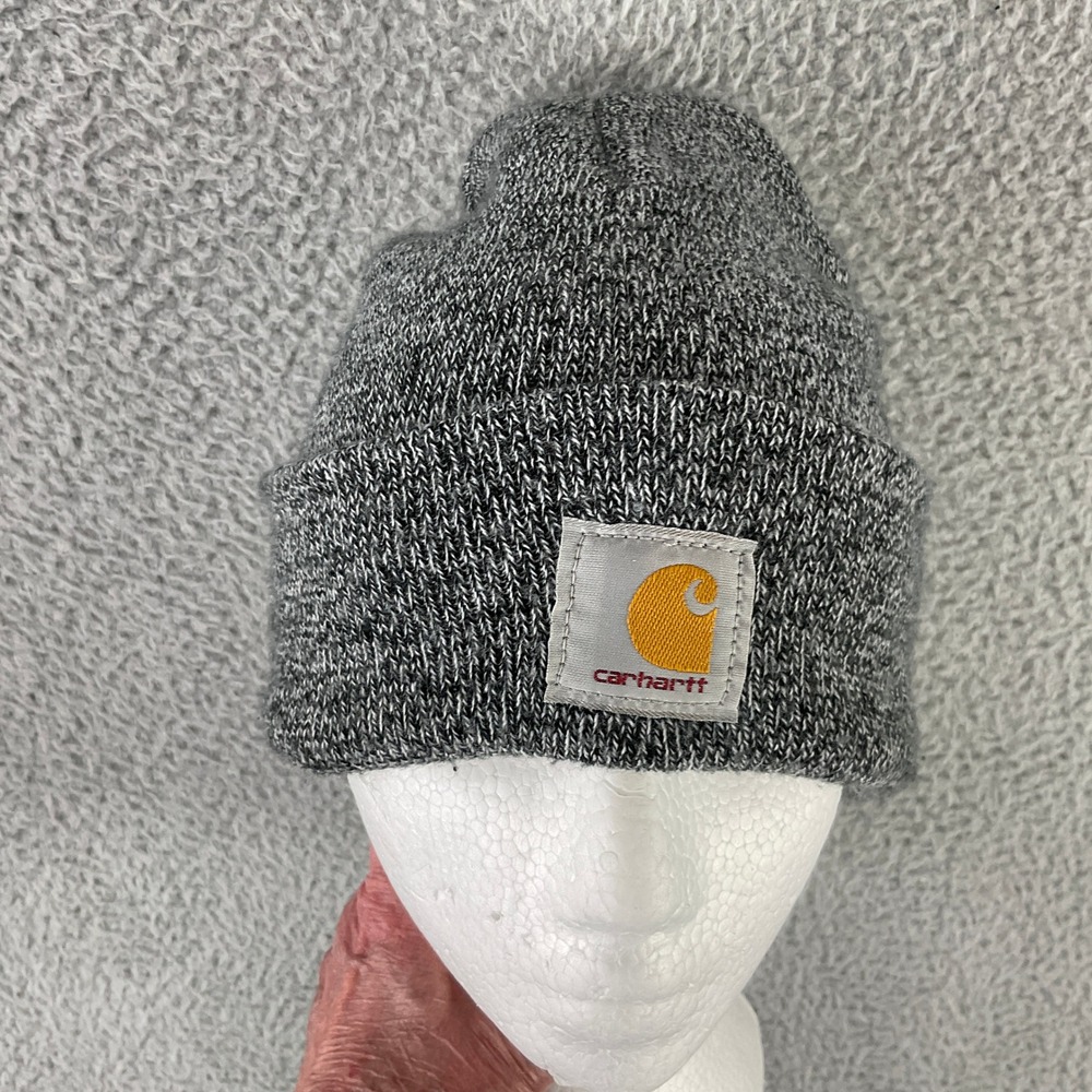 Carhartt Beanie Mens OS Grey Excellent Marled Knit Acrylic Watch Cuffed‎ Hat